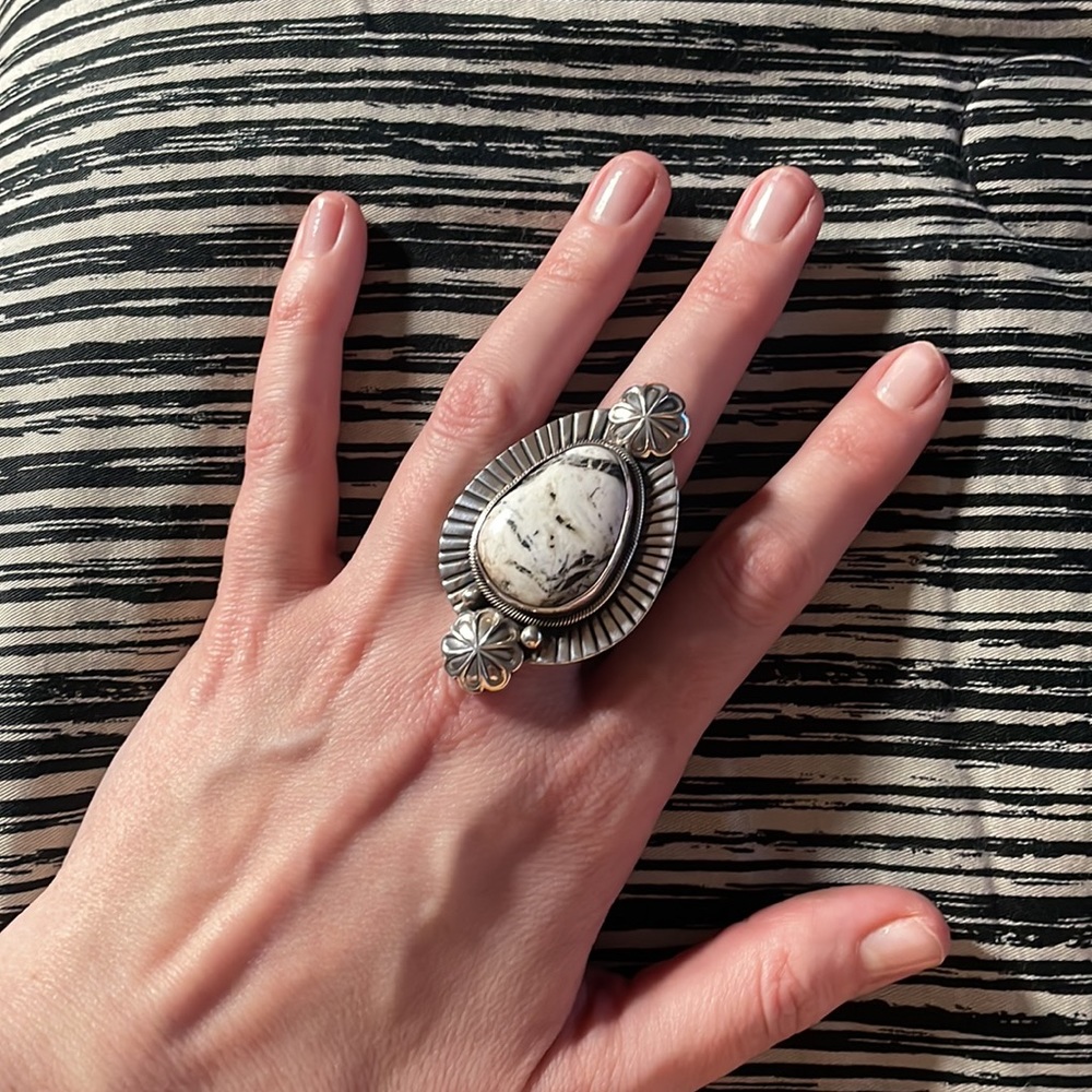 DISCONTINUED GOLD LEW “The Kelby” White Buffalo Ring size 8